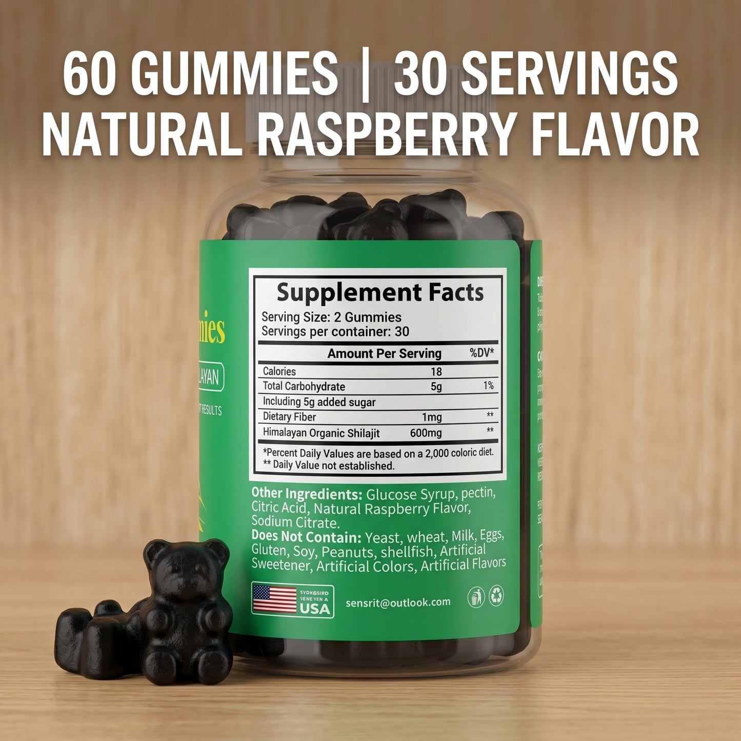 Sensrit Himalayan Shilajit Gummies 600mg, 60 Gummies