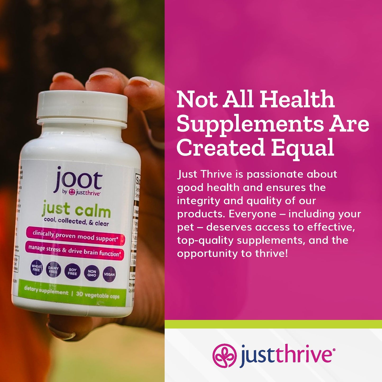Just Thrive Just Calm Cortisol Manager Calming, Memory, and Mood Support Supplement 30 Capsules
