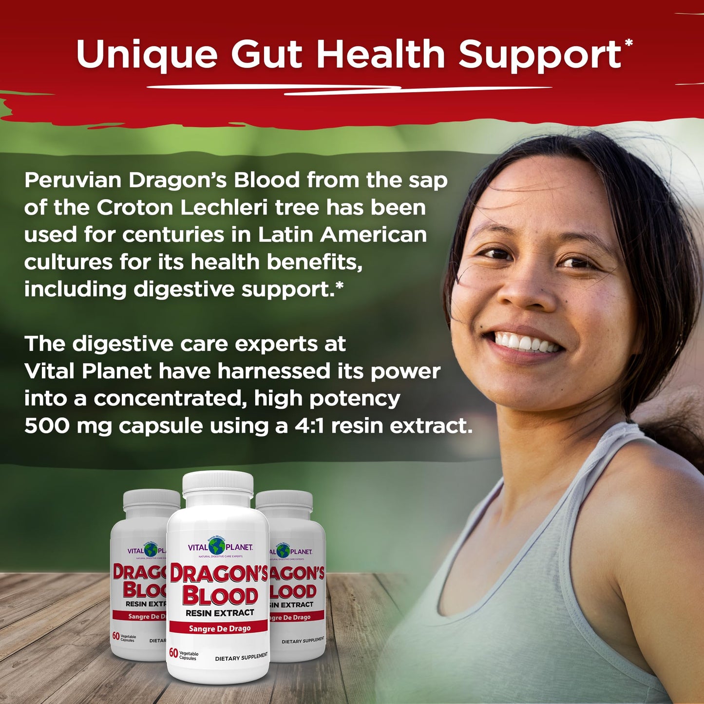 Vital Planet Dragon's Blood Resin Extract Croton Lechleri Digestive Supplement Capsules, 120 Capsules