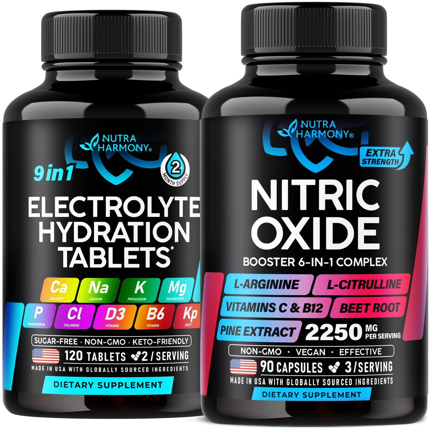 NUTRAHARMONY Electrolytes Tablets & Nitric Oxide Capsules, 210 Count