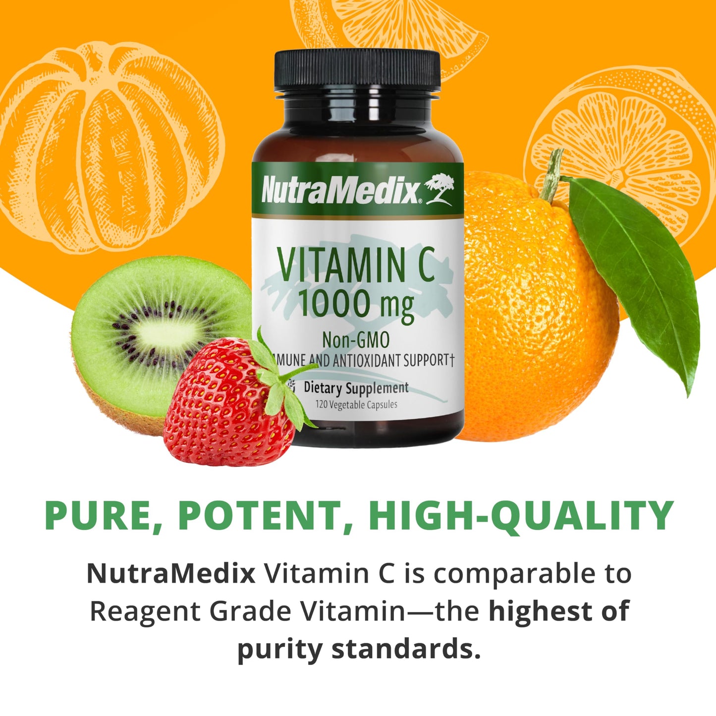 NutraMedix Vitamin C 1000mg Vegetarian Capsules, 120 Capsules