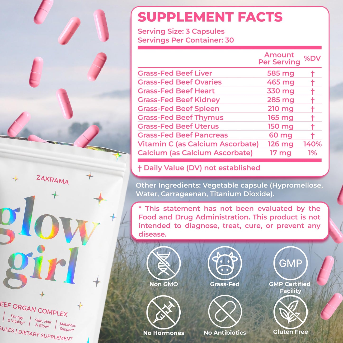 Zakrama Beef Organ Supplement for Women Capsule, 90 Capsules