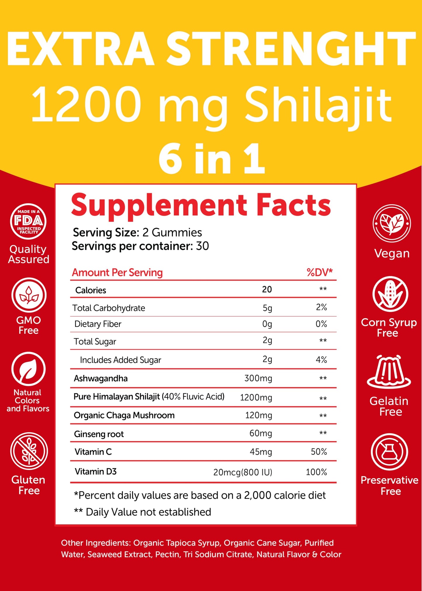 Lunakai USA Made Pure Himalayan Shilajit Gummies 60 Count