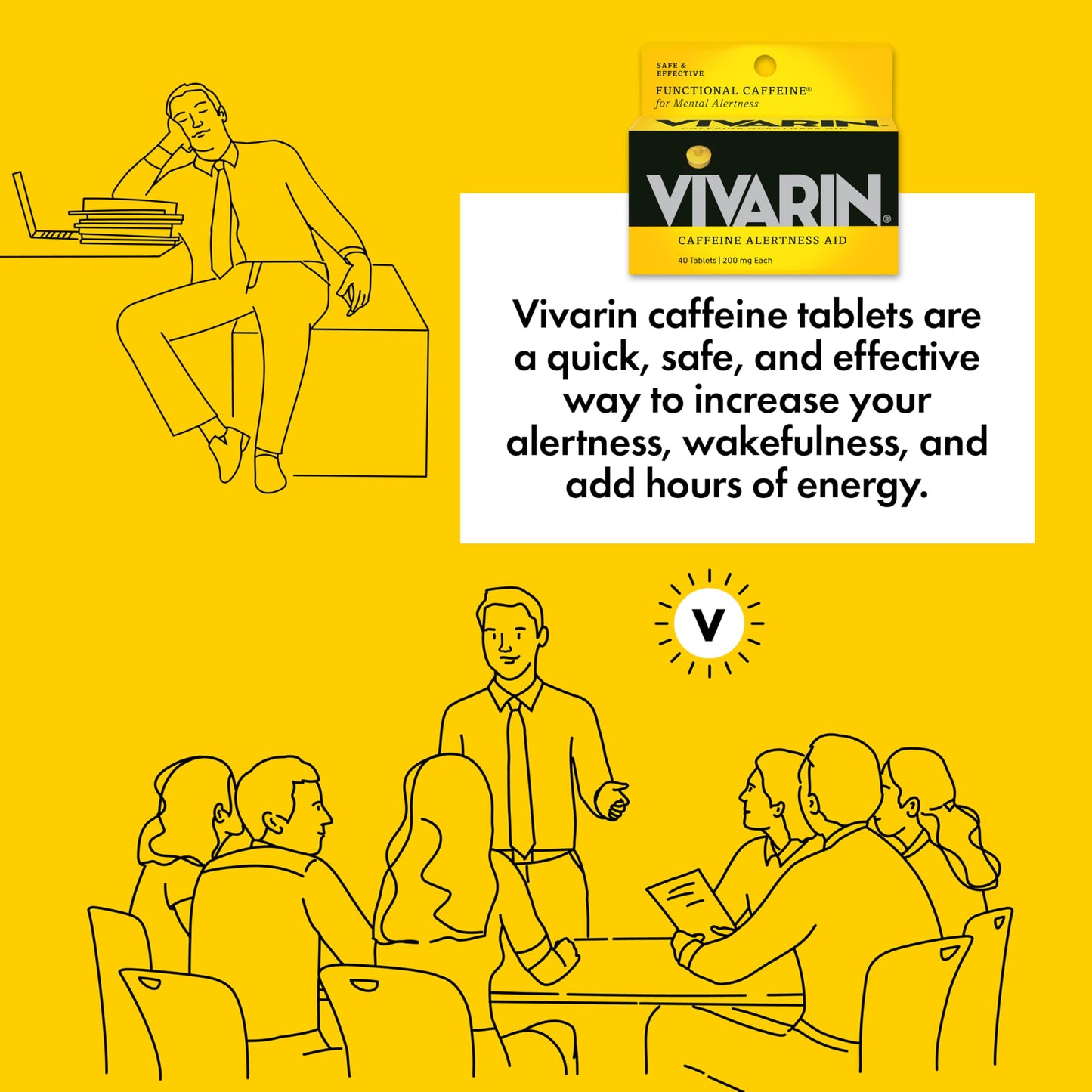 Vivarin Caffeine Pills 200mg Tablet, 80 Tablets