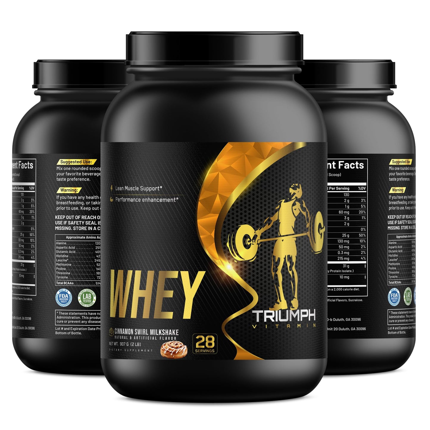 TRIUMPH VITAMIN Whey Protein Powder Cinnamon Swirl, 32 Servings