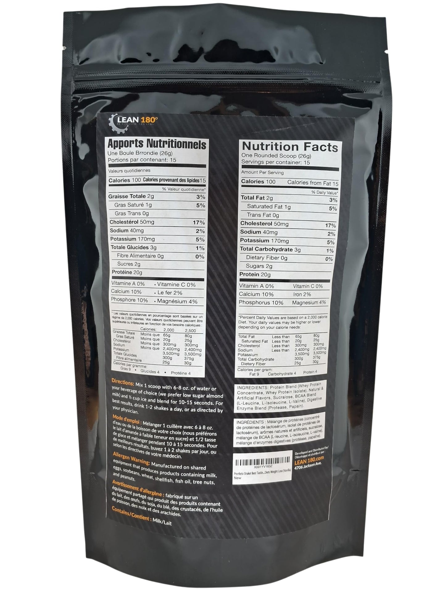 Lean 180 Pro Keto Shake Powder Vanilla 13.75 Ounce
