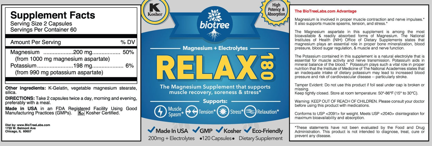 BioTree Labs Relax 180 Capsules 3 Count