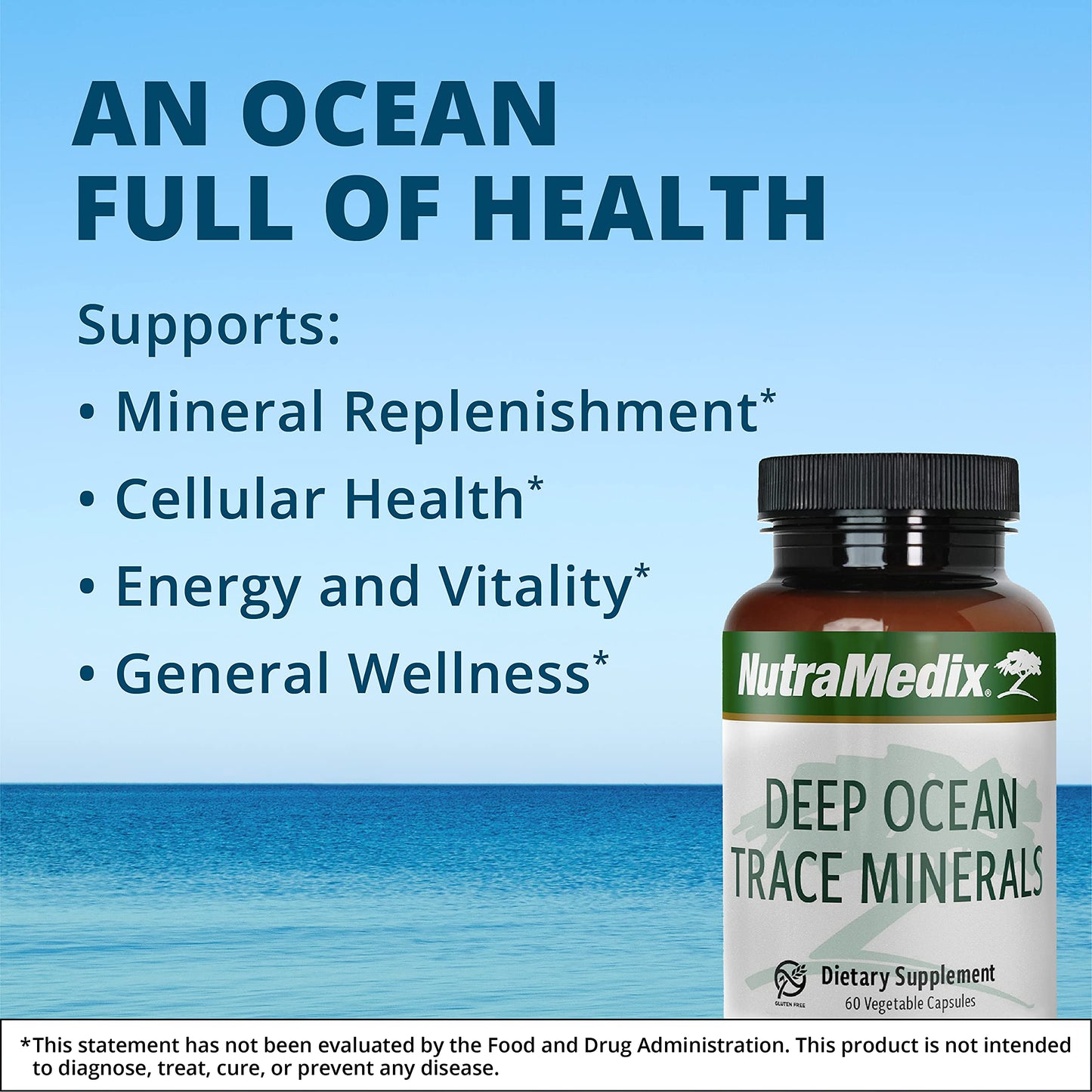 NutraMedix Deep Ocean Trace Minerals 1,000mg Capsules, 60 Count