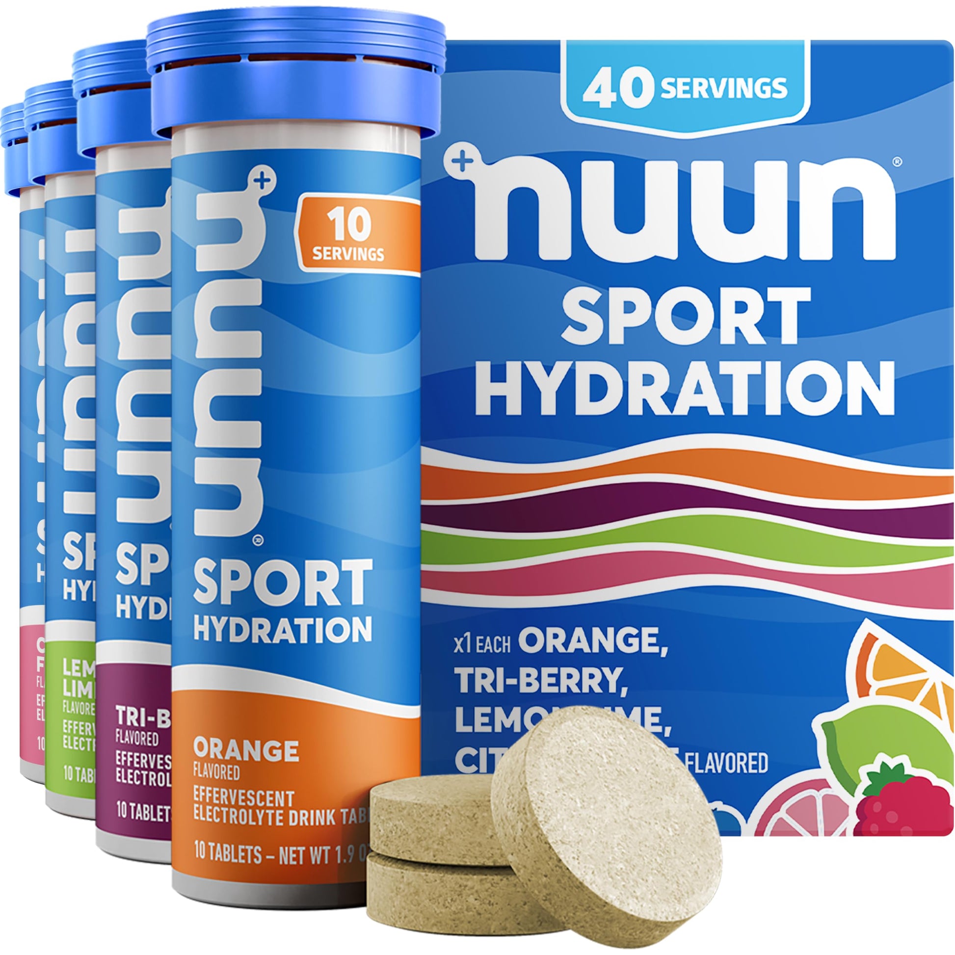 Nuun Sport Electrolyte Tablets Mixed Flavors, GF & Vegan, 40 Tablets