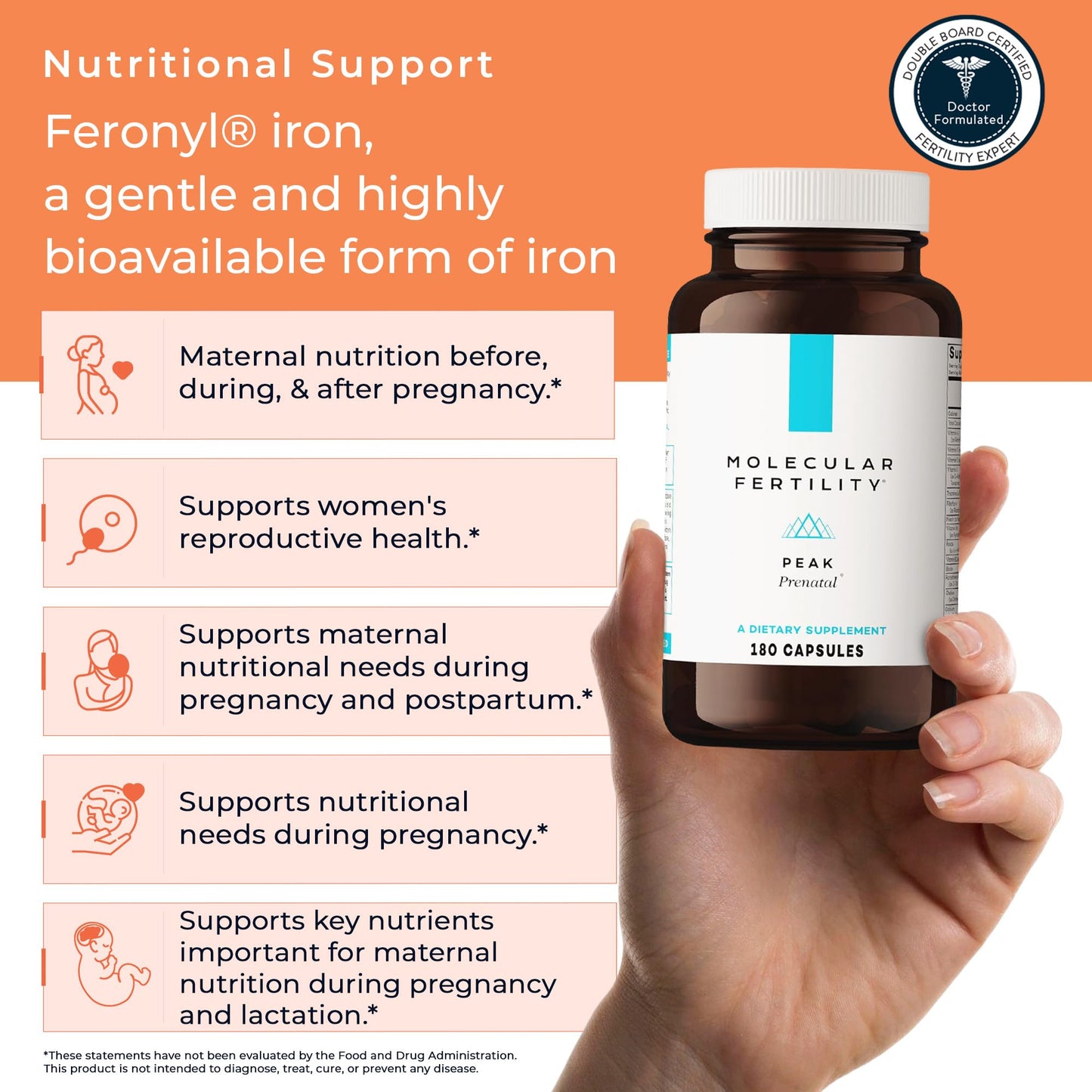 Molecular Fertility Peak Prenatal Capsules 180 Count
