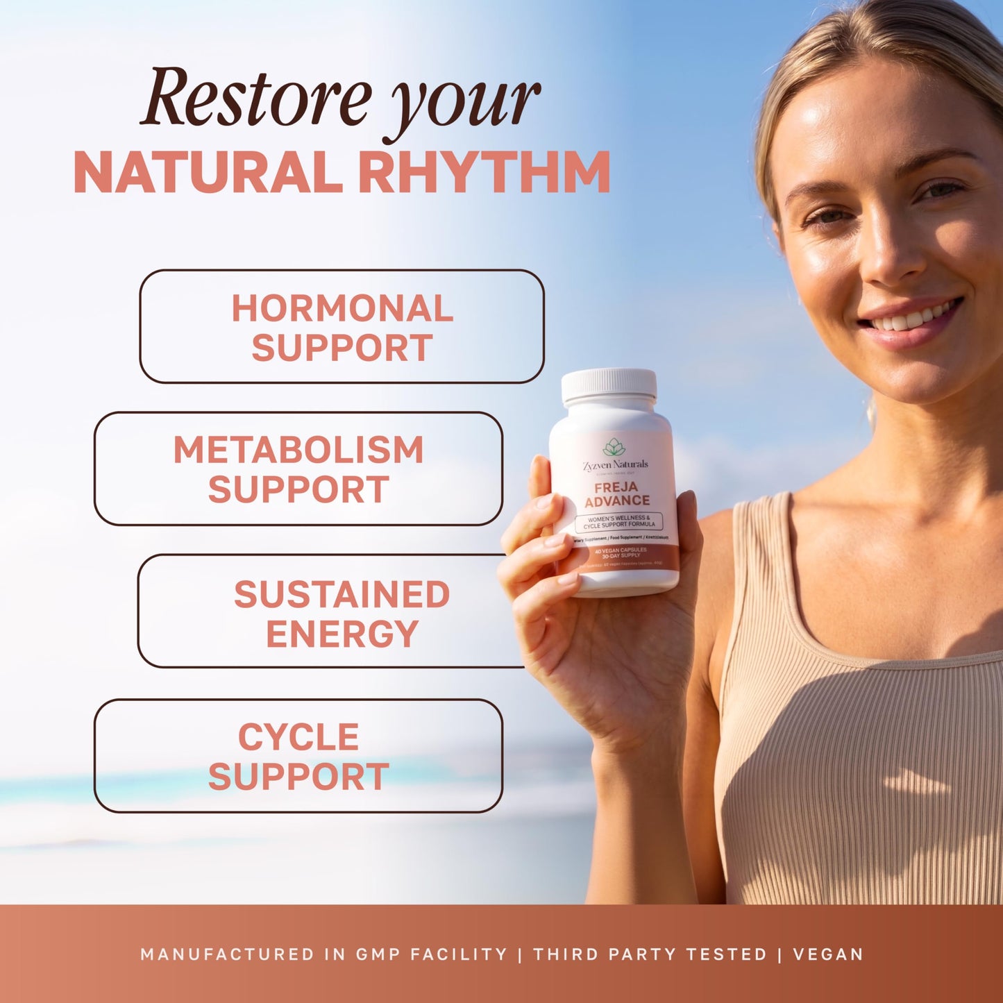 Zyzven Naturals Freja Advance Women’s Wellness Supplement, Myo-Inositol Complex with Vitex, Maca, Shatavari, NAC, Zinc & Chromium, Daily Herbal Nutritional Support, Vegan Non-GMO, 60 Capsules