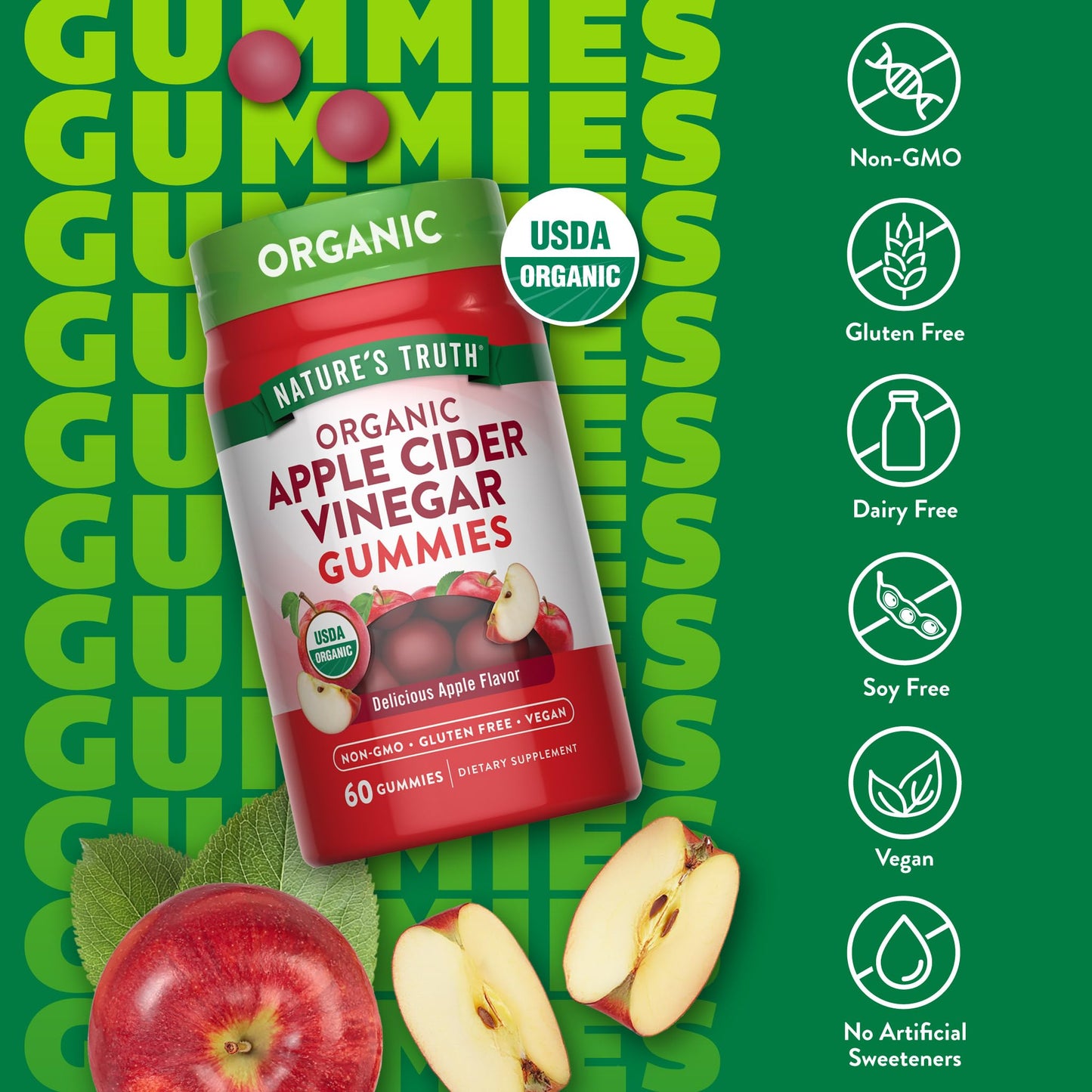 Nature's Truth Organic Apple Cider Vinegar Gummies 60 Count