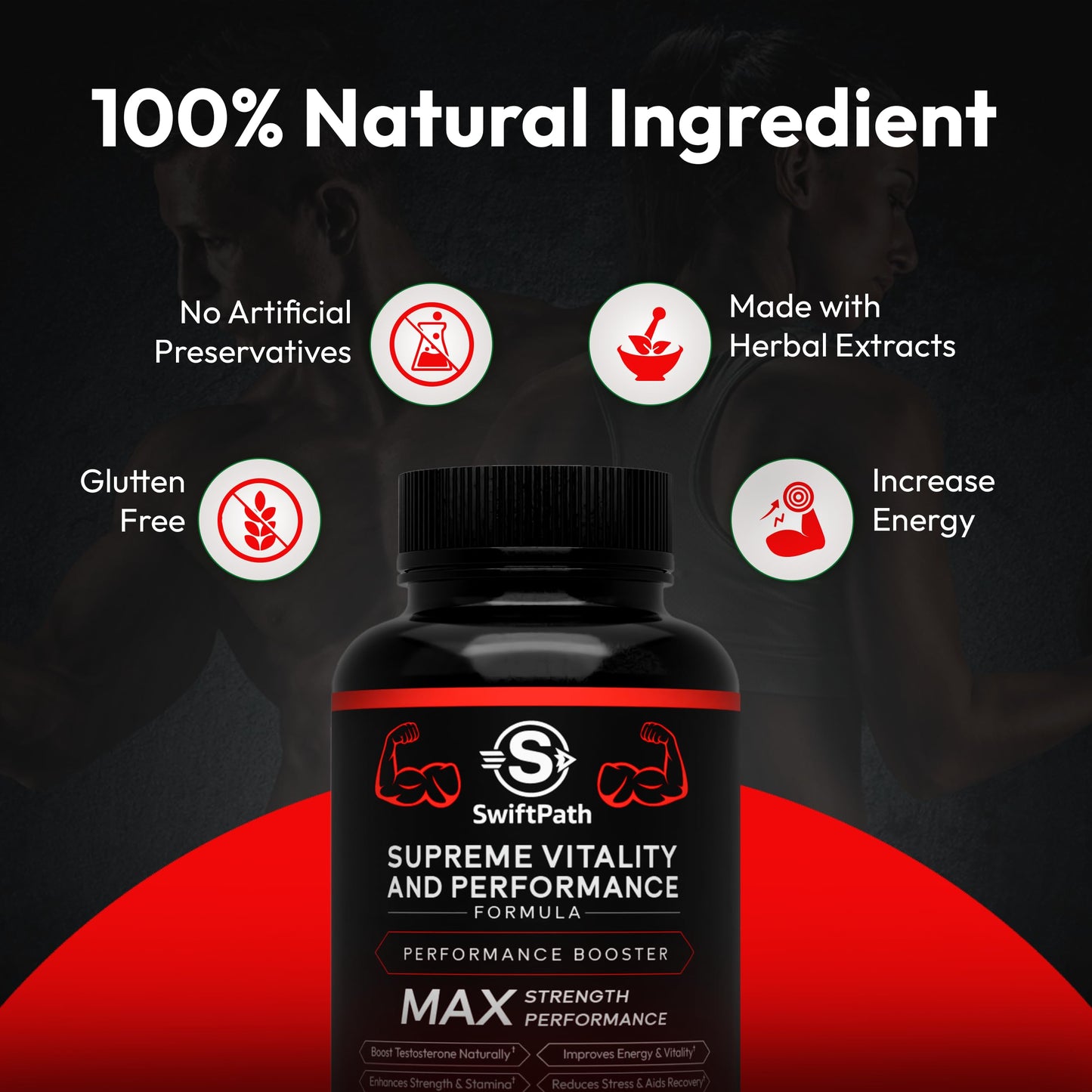 Swift Path Venture Supreme Vitality for Men Daily Energy & Wellness Support Clean, Stimulant-Free Supplement for Active Lifestyle, Endurance & Balance 60 Capsules