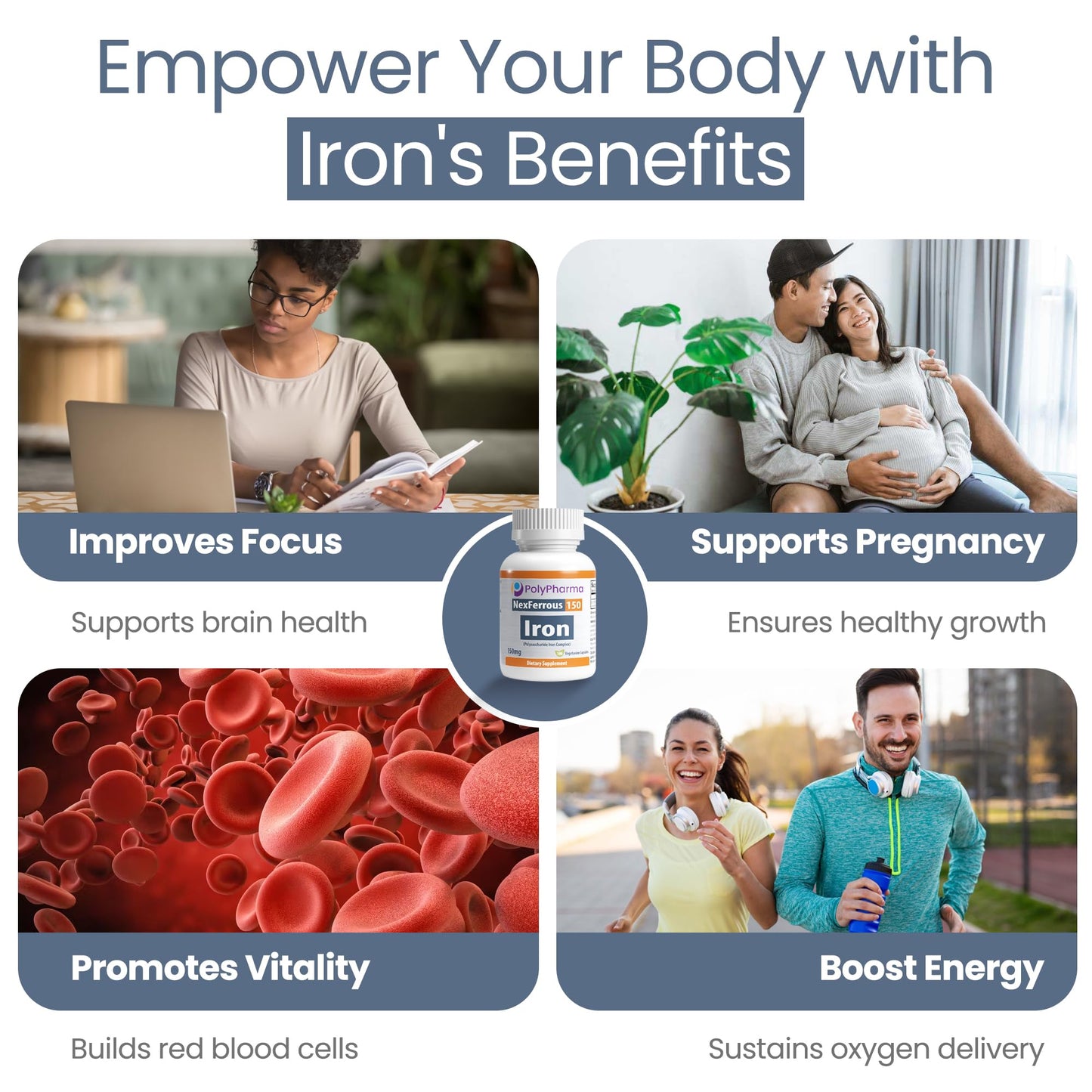 NexFerrous Polysaccharide Iron Complex 150mg Capsules, 100 Count