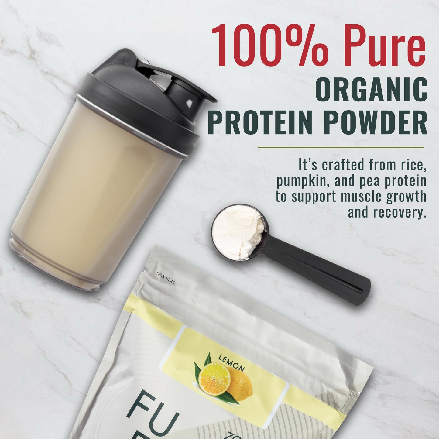 zenbodi Fuel Vegan Pea Protein Powder Lemon, 32 Servings, 2 lb