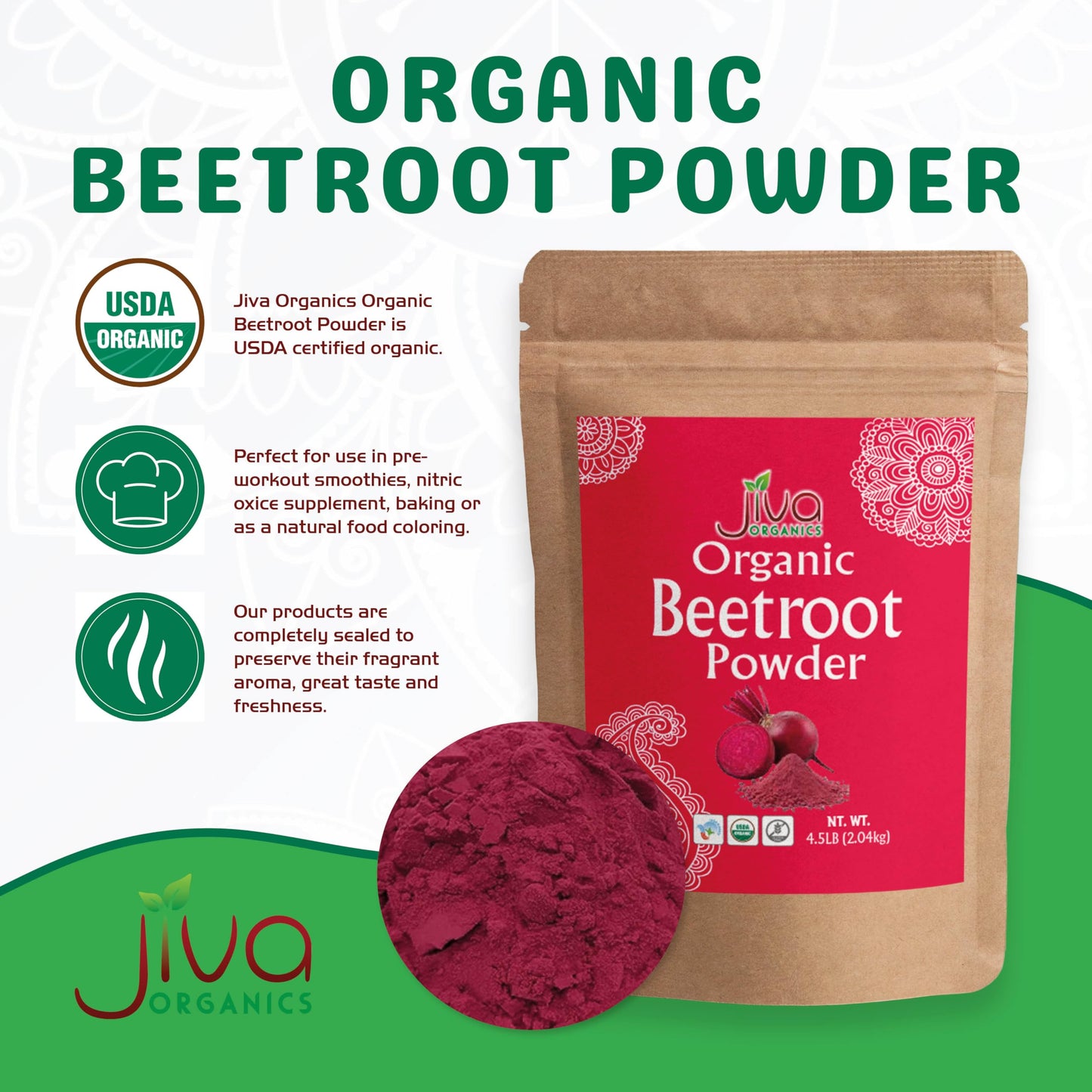 Jiva Organics Organic Beet Root Powder, 72 Ounces