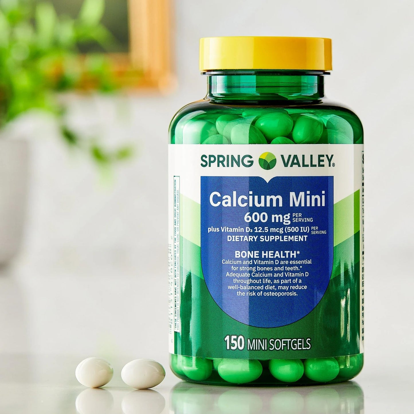 Generic Calcium Supplement with Vitamin D3-600mg Calcium for Bone Health, 150 Mini Softgels