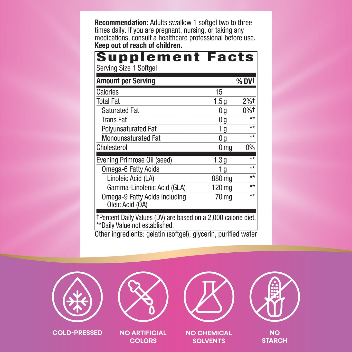 Nature's Way Evening Primrose Oil Softgels 120 Count