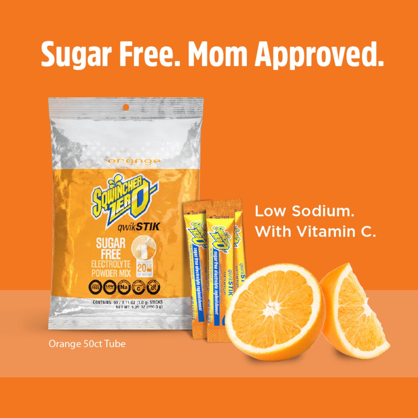 Sqwincher Qwik Stik Sugar Free Orange Flavor Stick 50 Sticks