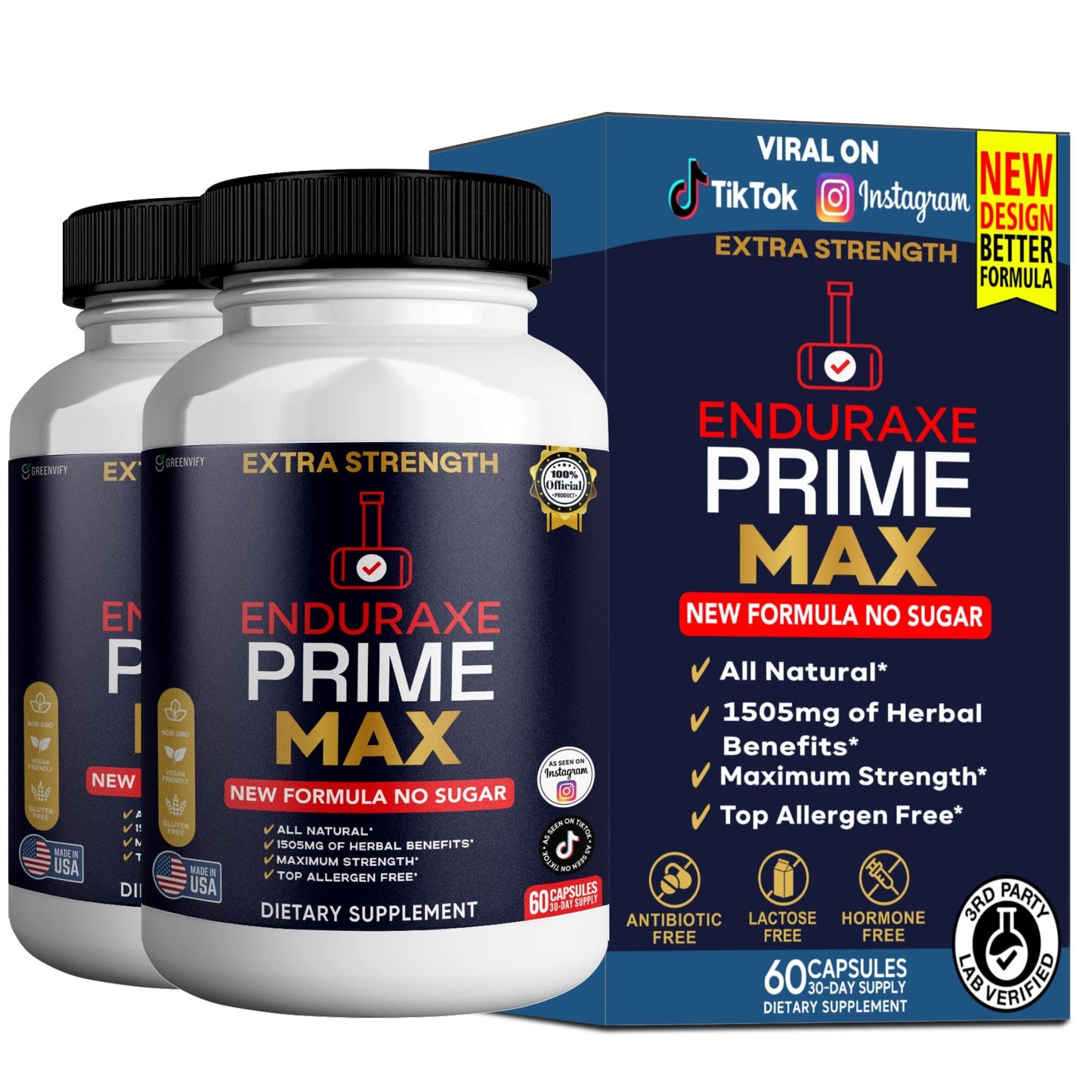 GREENVIFY Enduraxe Prime Max Extra Strength Organic Maca Root Supplement Capsules, 60 Count