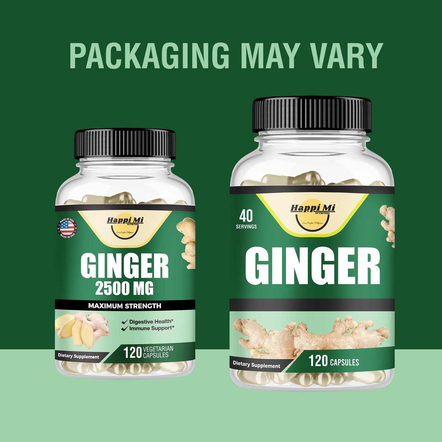 Happi Mi Nutrition Ginger Root Capsules, 120 Count