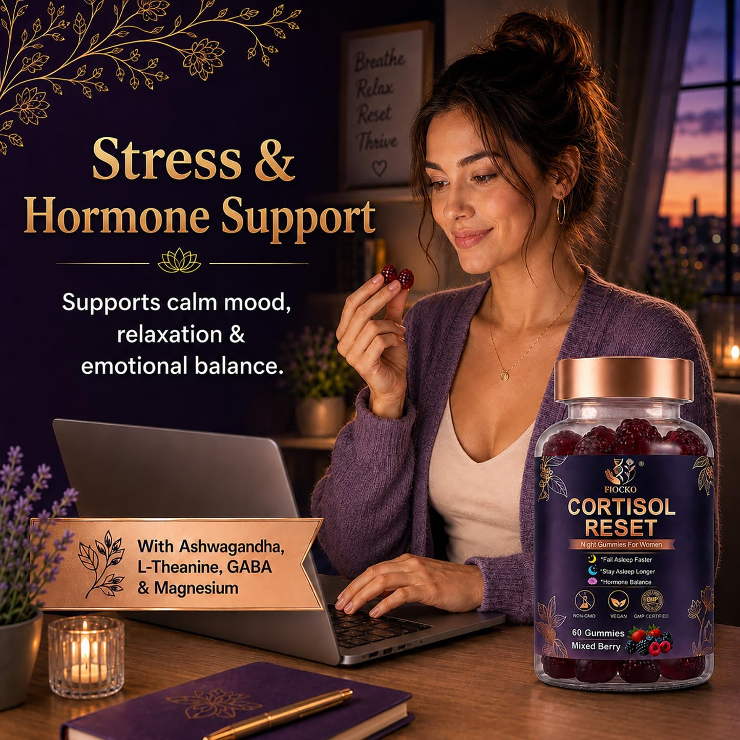 fiocko Cortisol Gummies 60 Count