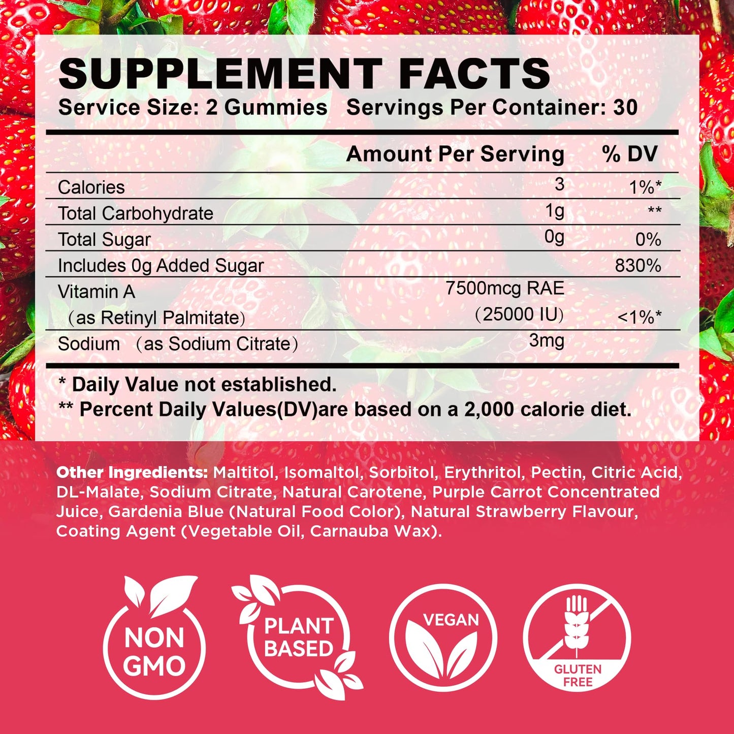Feelherbs Vitamin A 25000 IU Gummies, 60 Count