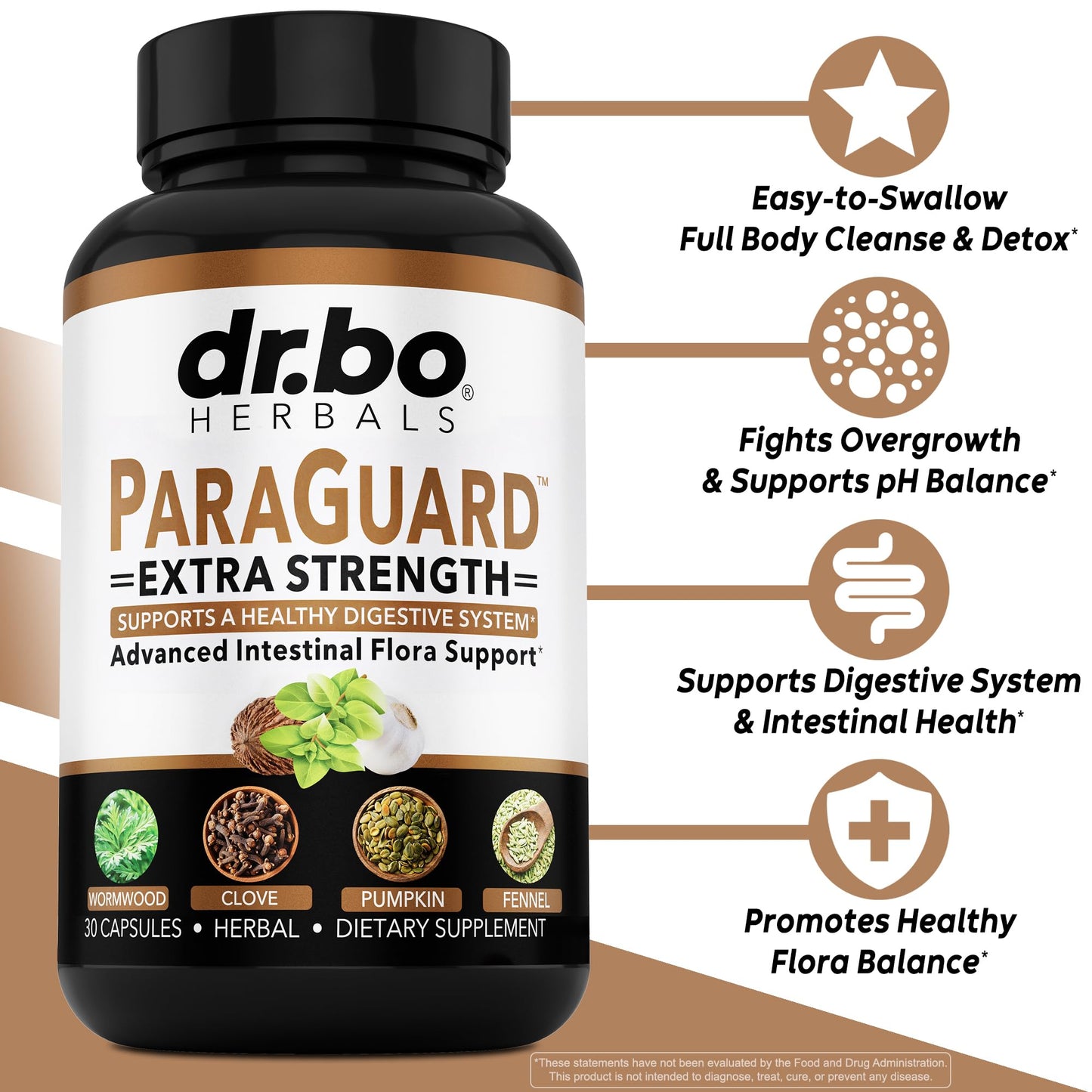 DR. BO ParaGuard Cleanse Detox Pills Extra Strength Intestinal Guard Formula Supplement Capsules 30 Count