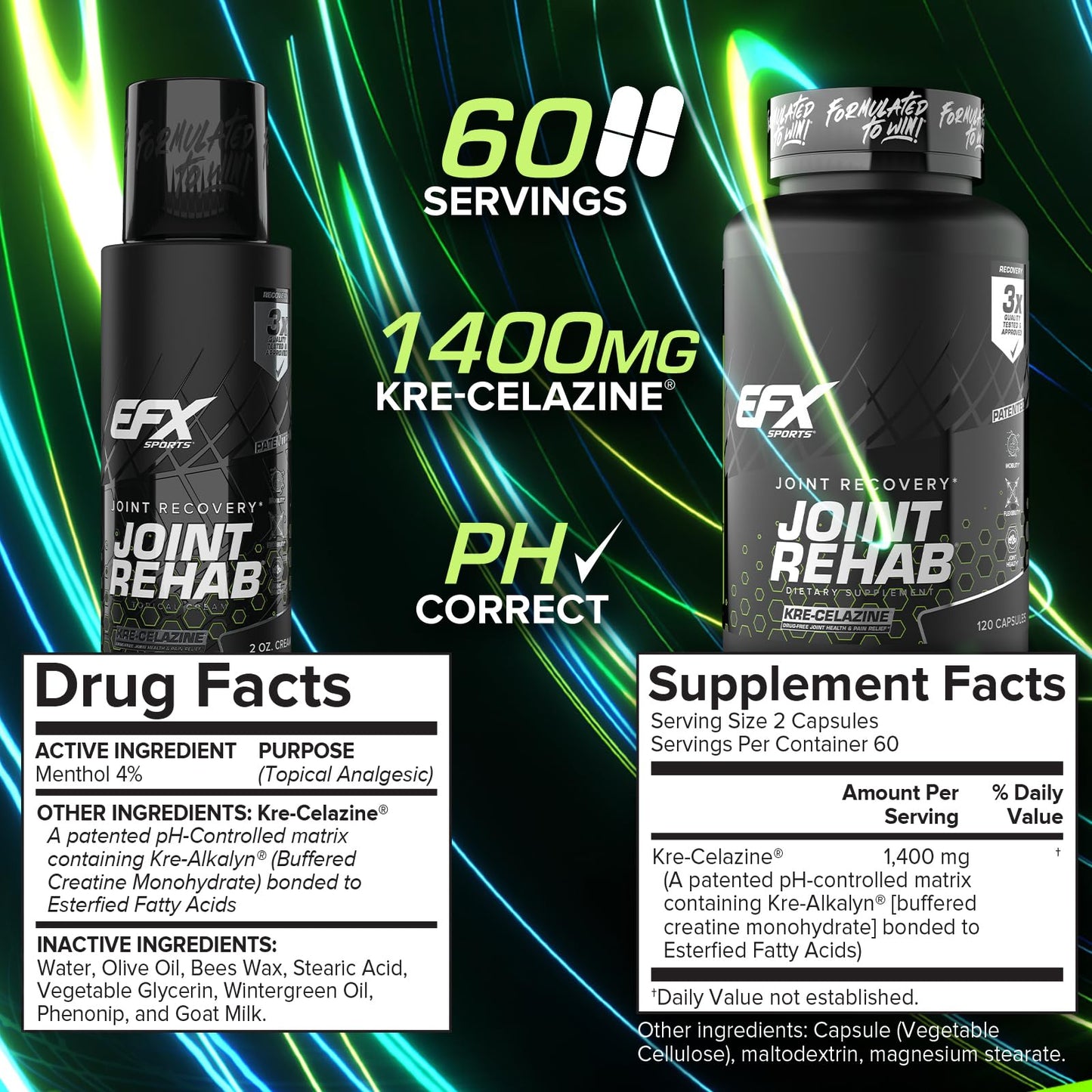 EFX Sports Joint Rehab Recovery Kit, 120 Capsules