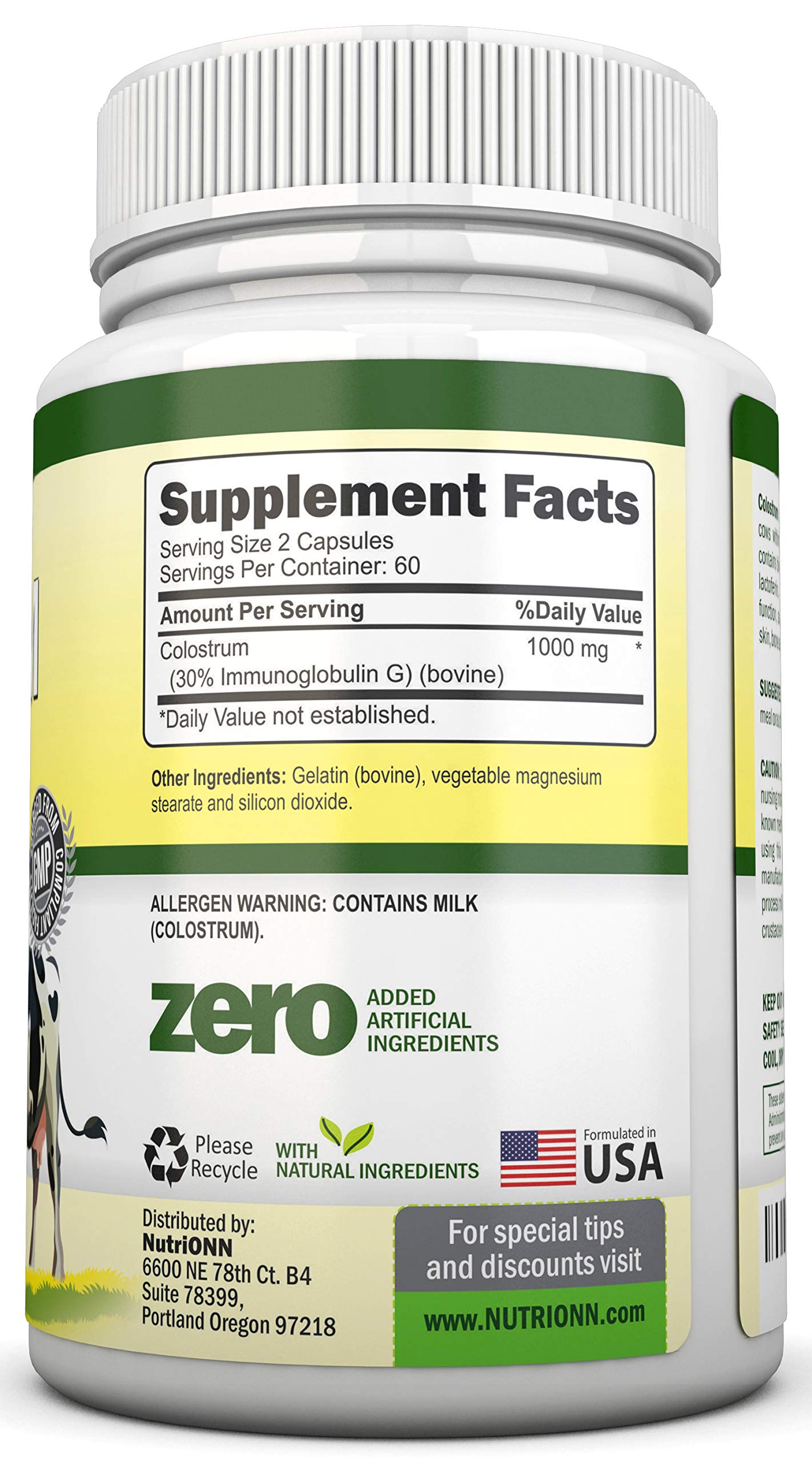 NutriONN Colostrum 1000mg Capsules, 120 Count