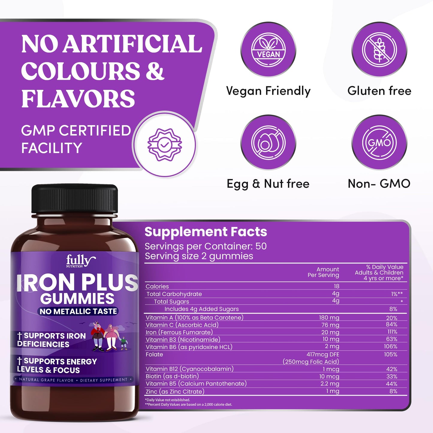 FULLY NUTRITION Iron Gummies Gummy 100 Gummies