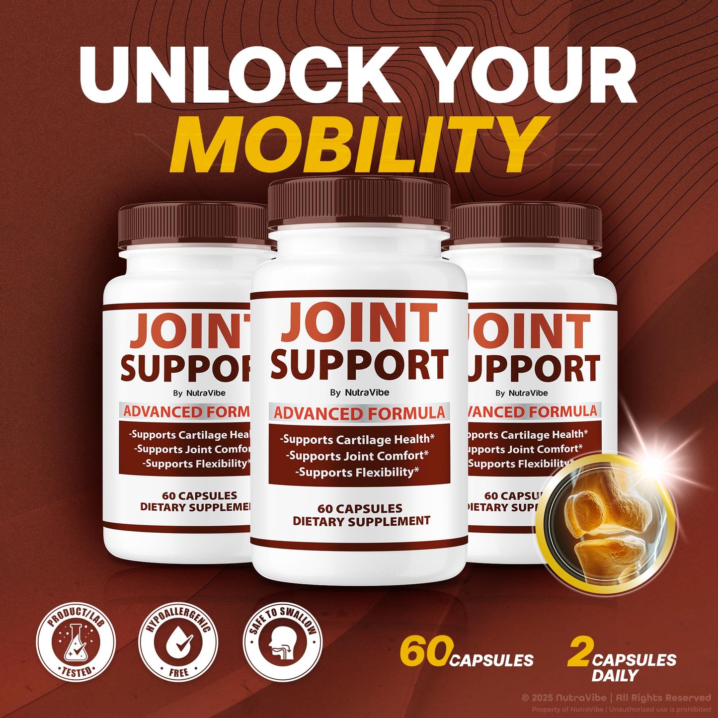 NutraVibe Joint Support Daily Mobility Formula Capsule, 60 Count