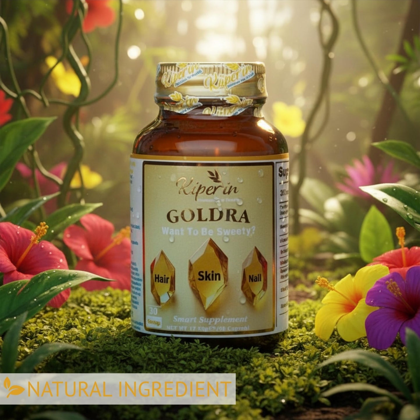 Kiperin Goldra Hair Skin Nails Biotin Hydrolyzed Keratin Hyaluronic Acid Beauty Support Capsule 1