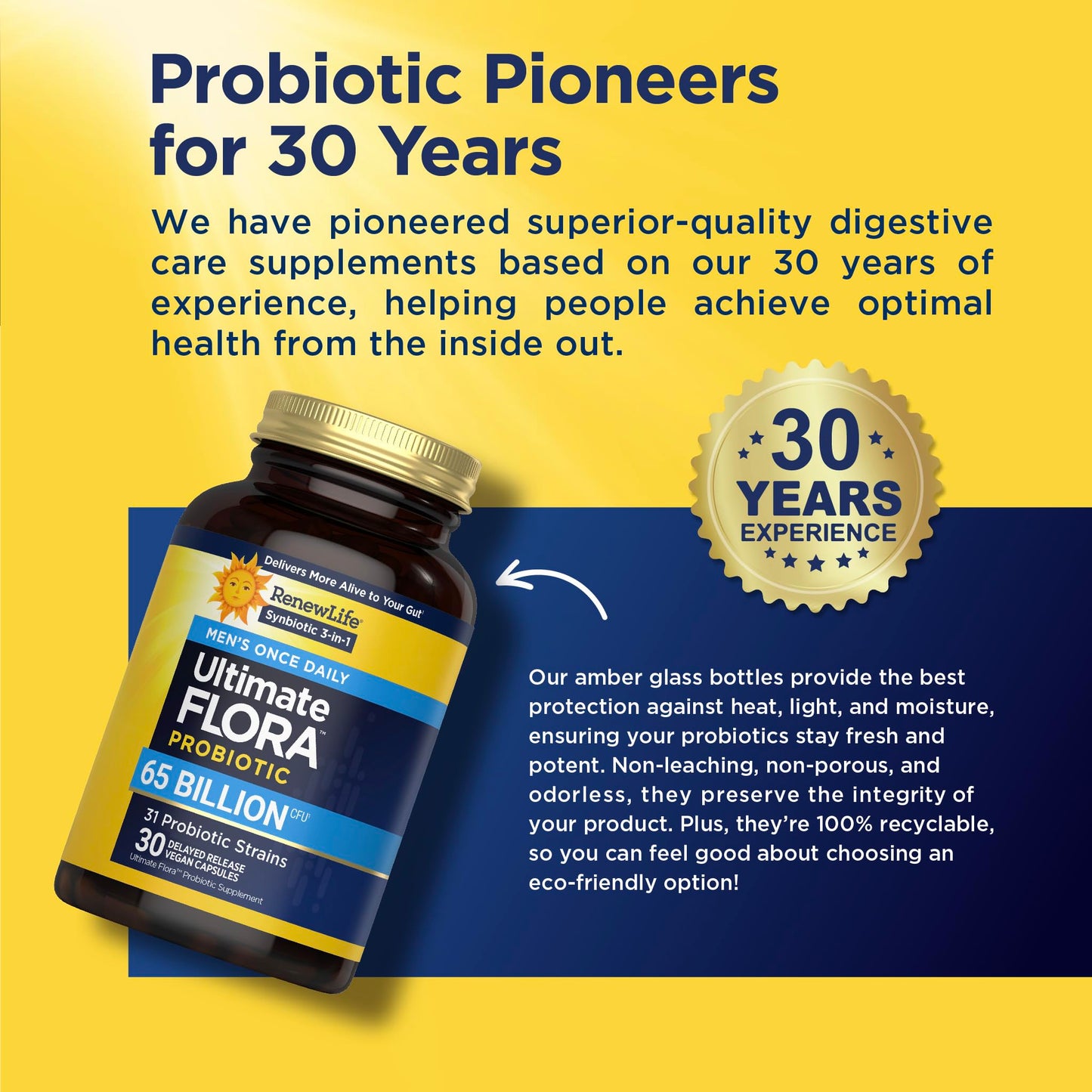 Renew Life Ultimate Flora Probiotics for Men 65 Billion CFU Delayed Release Vegan Capsule 30
