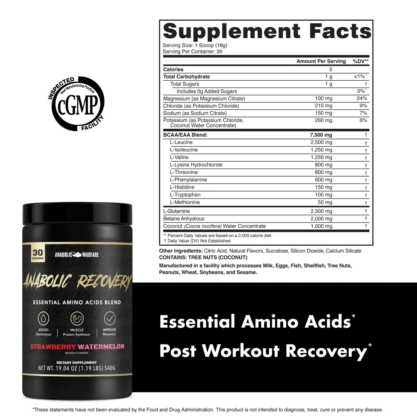 Anabolic Warfare Anabolic Recovery Powder Strawberry Watermelon 1.19 Pound