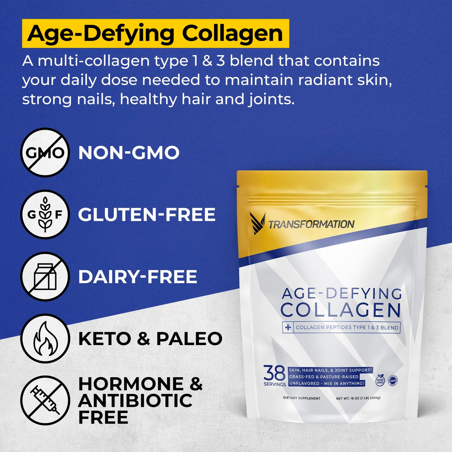 SPR BODY Transformation Grass-Fed Hydrolyzed Collagen Peptides Powder 16 oz