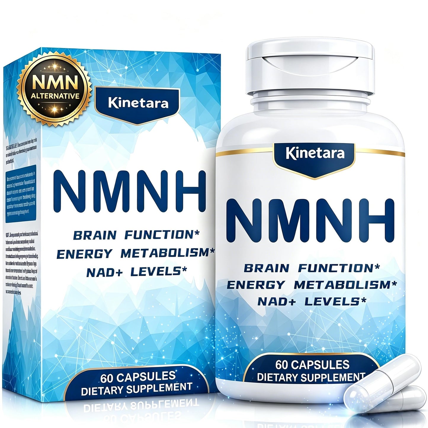 Kinetara NMNH (NMN Supplement Alternative), NAD+ Supplement with Dihydronicotinamide Mononucleotide for Cellular Health, Healthy Aging & Sustained Energy, Capsule, 60 Capsules