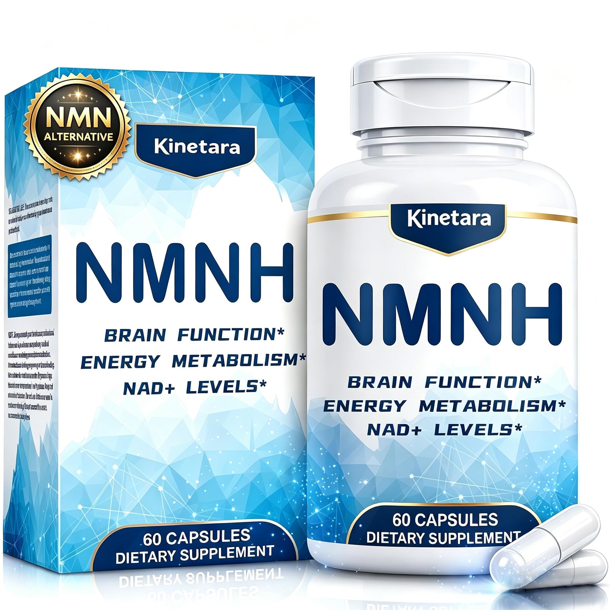 Kinetara NMNH (NMN Supplement Alternative), NAD+ Supplement with Dihydronicotinamide Mononucleotide for Cellular Health, Healthy Aging & Sustained Energy, Capsule, 60 Capsules