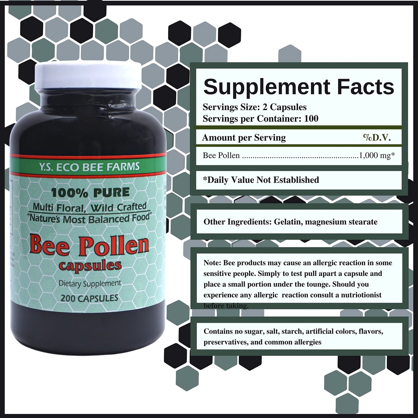 Worldwide Nutrition Bee Pollen Capsules, 200 Capsules