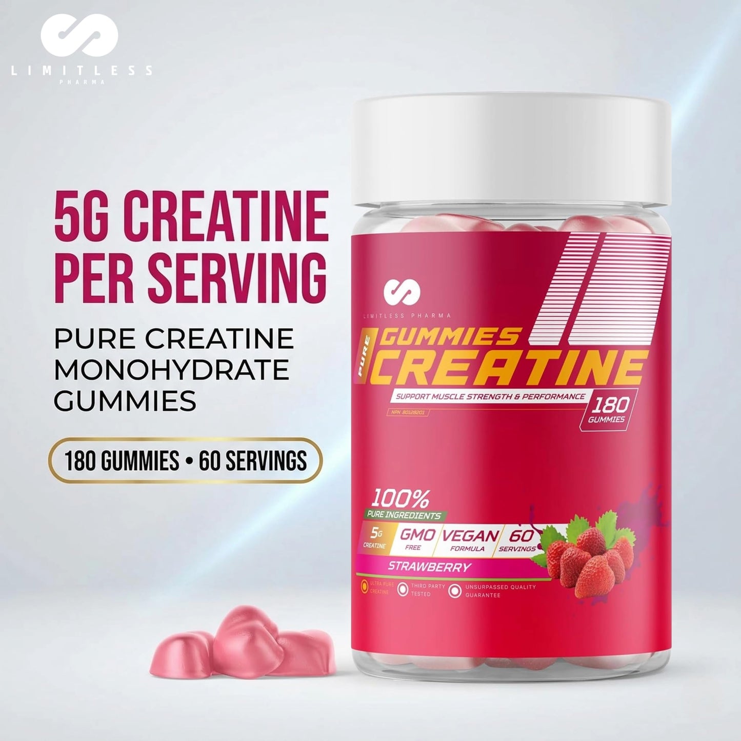 Limitless Pharma Pure Creatine Gummy 180 Gummies