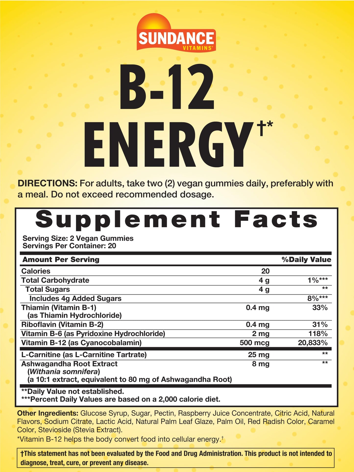 Sundance Vitamin B-12 Energy Gummies, 40 Count