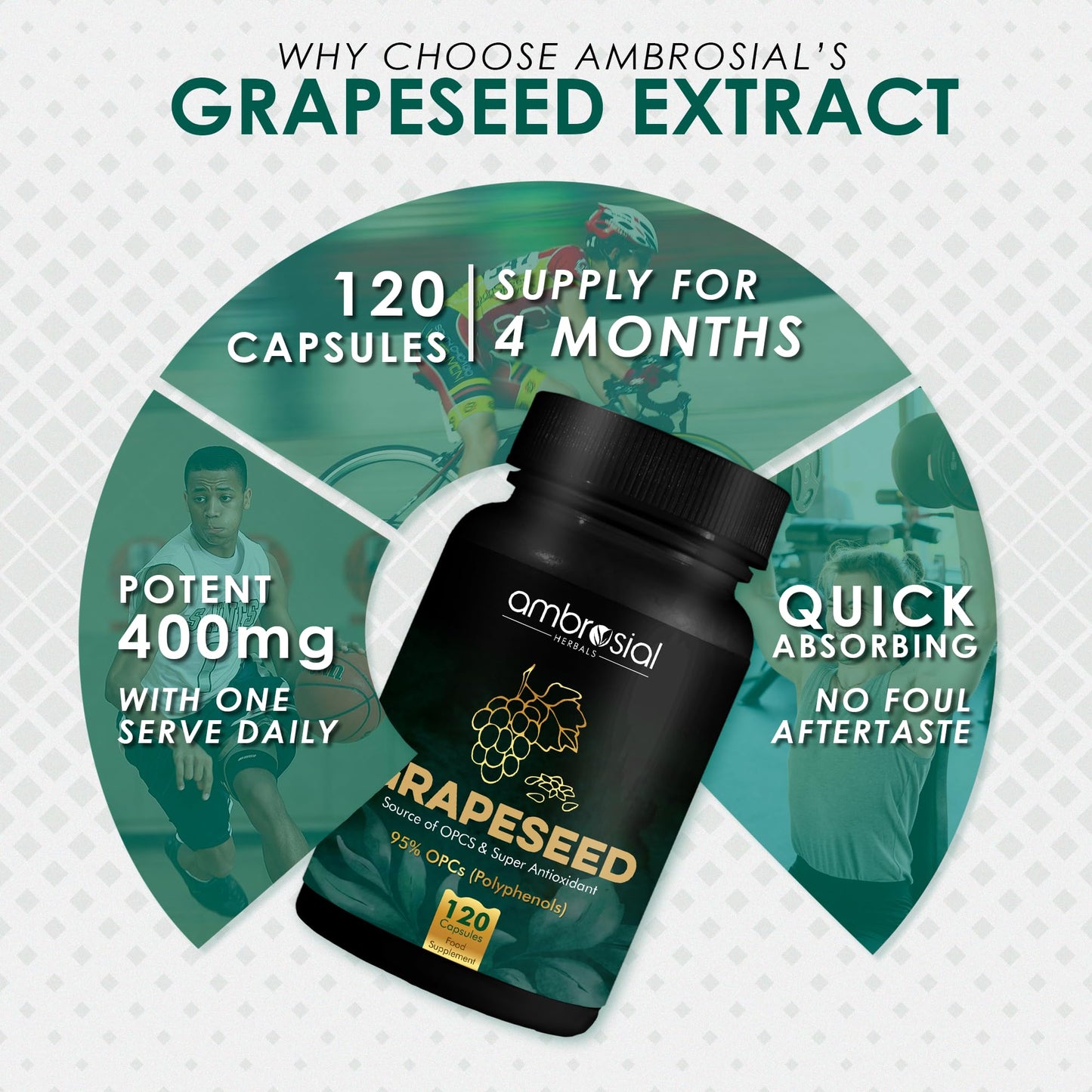 AMBROSIAL Grapeseed Capsules, 120 Count