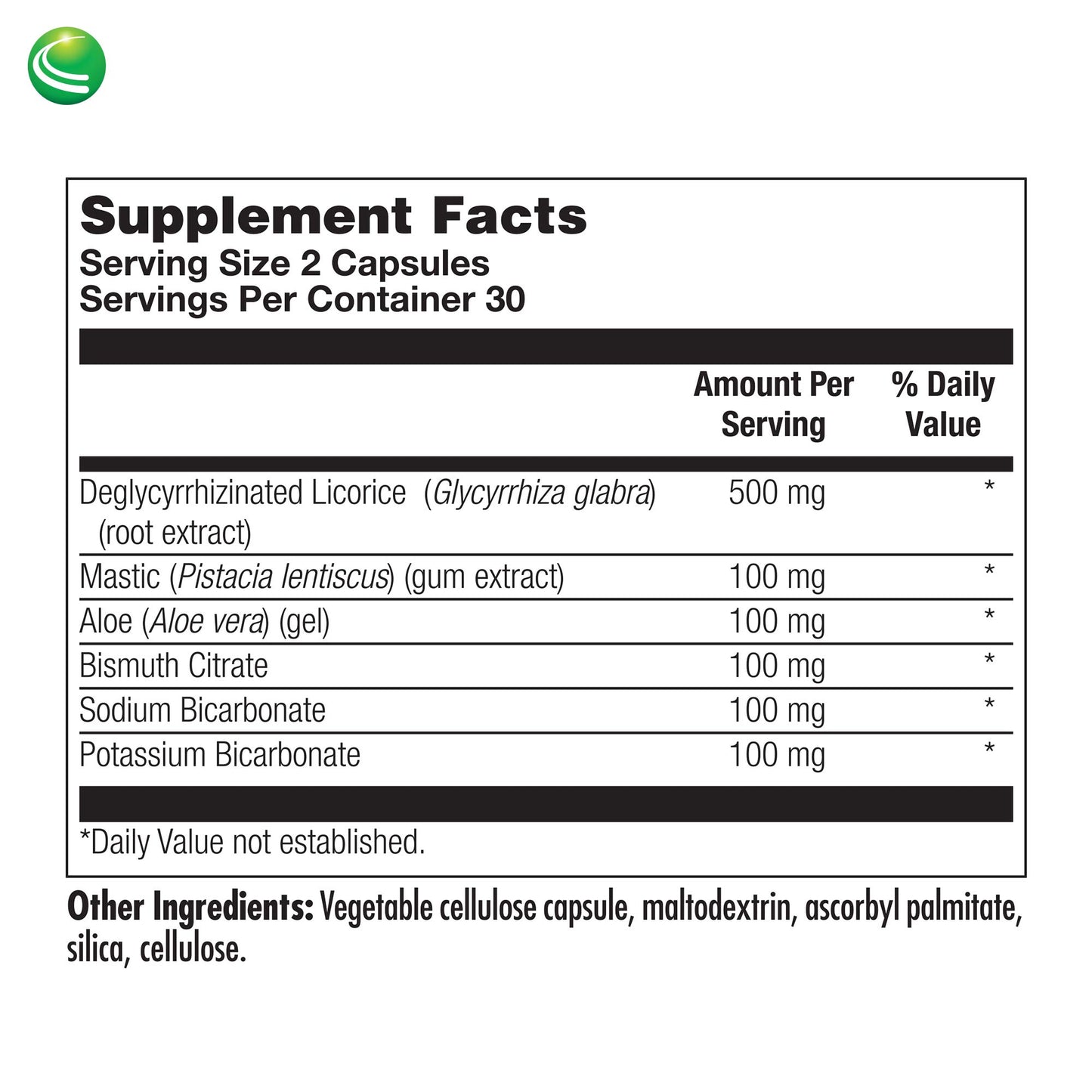 Nutra BioGenesis Gastric Support Complex DGL Licorice Supplement 60 Capsules