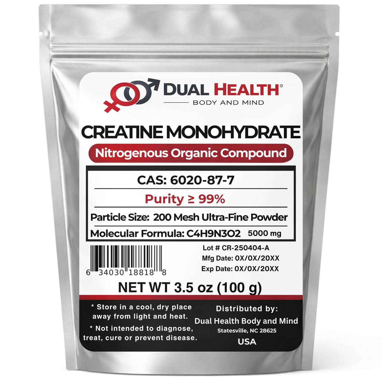 Dual Health Body & Mind Creatine Monohydrate Powder 3.53 oz