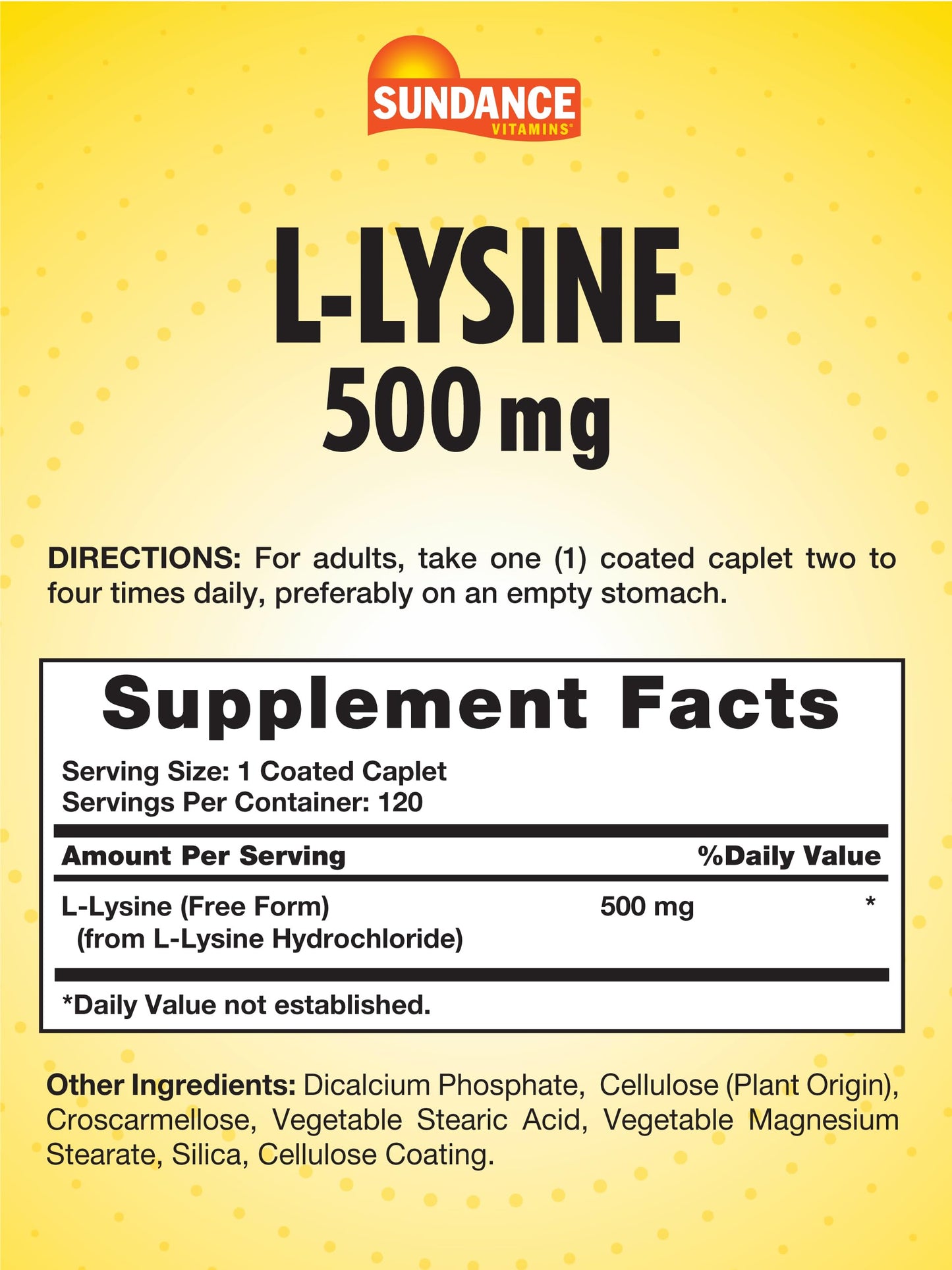 Sundance L-Lysine 500mg Caplets, 120 Count