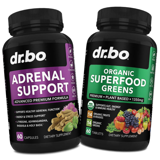 DR. BO Adrenal Support & Organic Superfood Greens & Fruit Supplements Tablets 120