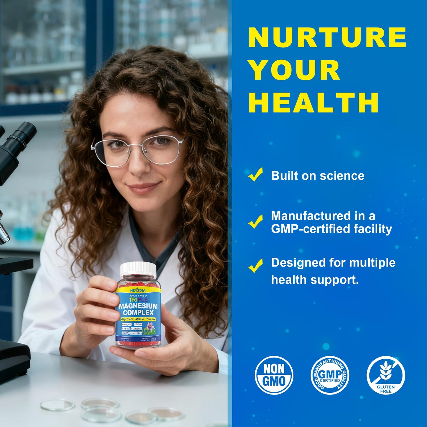 Nextdia Magnesium Glycinate Calm Focus Gummies, 120 Gummies