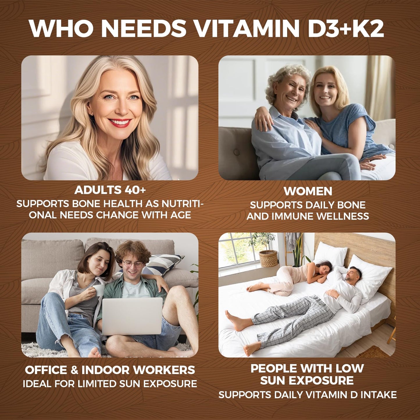 wuliao Vitamin D3 K2 10,000 IU 2-in-1 D&K Complex with Vitamin K2 (MK-7), Supports Bone & Calcium Absorption, Immune Support, Non-GMO, 300 Softgels