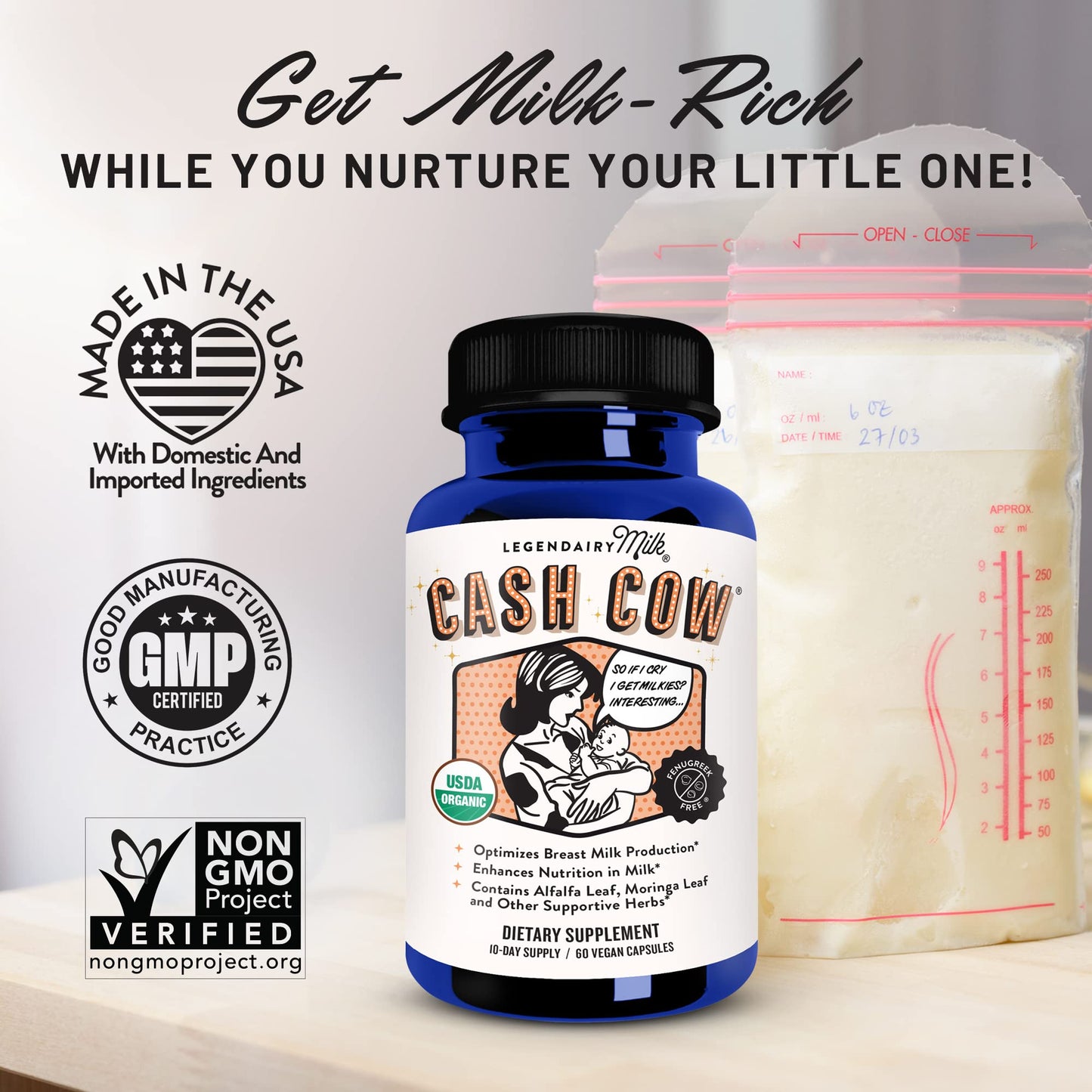 Legendairy Milk Cash Cow Lactation Supplement Capsule, 60 Count