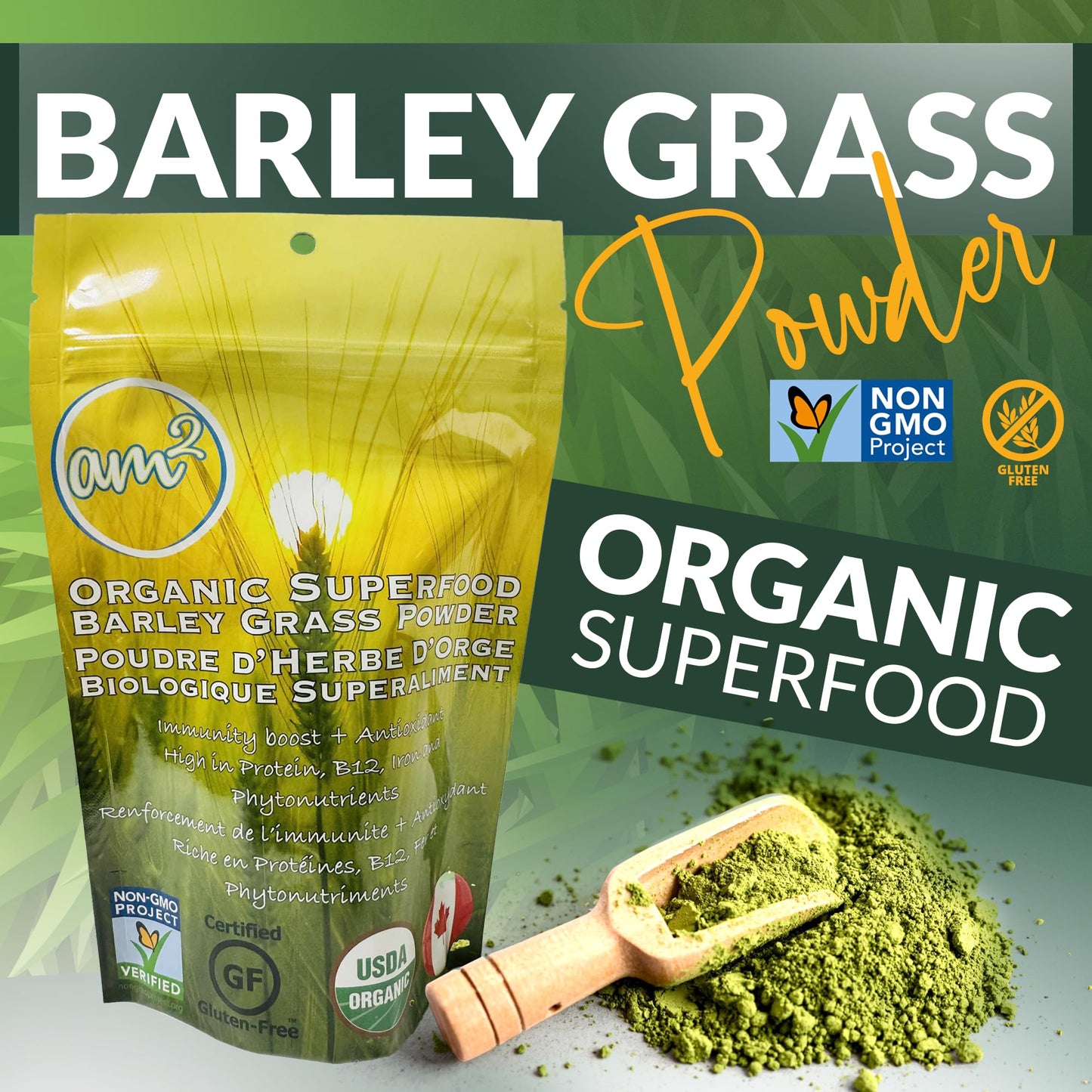 am2 Organic Barley Grass Powder 4.5 oz